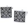 EdelManchet Gemelli - Modello quadrato argento e nero - Quadrata - 17mm x 17mm - Nero classico, Gemelli per lutto e ricordo