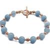 Gems_Hub Bracciale Acquamarina con chiusura placcata oro rosa - Perline rotonde da 10 mm - Taglio liscio - 17,8 cm - Guarigione, Moda, Regalo, Spirituale, Yoga|FIZA_LINK_00763, 7 inch, Gemma Ottone