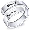 INBLUE Anello Personalizzato in Argento 925 a Spirale per Donna Incisione Nome/Data con Pietre di Nascita Fascia Aperta Regolabile Anello Promessa Regalo per Matrimonio Fidanzamento - A1