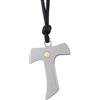amorili Collana Tau Francescano San Francesco - Croce Tau in Acciaio Inox con Dettaglio in Oro - Gioiello Religioso Uomo Donna - Simbolo di Fede e Spiritualità - cln0249