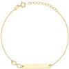 Sakrami Bracciale Donna in Argento 925 Dorato o Rodiato con Infinito + Piastrina Incidibile e Confezione Personalizzata - Idea Regalo per Matrimonio, Comunione, Compleanno (Oro Giallo)