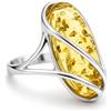 SilverAmber Jewellery Anello regolabile in vera ambra baltica e argento Sterling 925, design moderno, GL423, Regolabile, Argento sterling