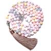EVSER 8mm Morganite Perline Annodato 108 Mala Collana Meditazione Yoga Benedizione Tibetano Fortunato Fascino Moda Donna Gioielli Japamala