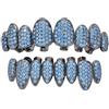 AHTCPO Lussuoso Set di Grillz Hip Hop Placcati Oro con Strass CZ Multicolore - Dentari Superiori & Inferiori Regolabili Brillanti per Feste & Spettacoli(Mint green)