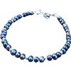 Gems_Hub FIZA_LINK_02929 - Bracciale placcato argento con perle di pavone d'acqua dolce multicolore lisce da 4 mm, regolabile da 17,8 cm, per uomo e donna, 7 inch, Ottone Gemma Ottone Gemma Perla di