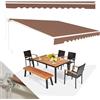 RELAX4LIFE Tenda da Sole a Bracci Estensibili con Barra di Rinforzo 360x300 cm/Telaio in Alluminio/Manovella Manuale/Angolazione Regolabile 5°-35°, Impermeabile, per Porta e Finestra, Balcone, MARRONE