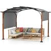 RELAX4LIFE Pergola Retrattile da Esterno 3,6x3M, Gazebo da Patio Arcuata con Tettuccio Regolabile, Chiodi da Terra, Struttura in Metallo, Tettuccio per Giardino, Veranda, Spiaggia, Cortile (GRIGIO)
