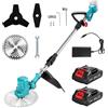 tivekeo Tagliaerba a Batteria, Decespugliatore Triplo Brushless senza Spazzole con Batteria 2x4.0AH, Tagliaerba da Giardino con 3 Tipi di Lame, Ruote Smontabili, Regolazione Telescopica per Prato Giardino