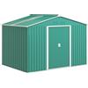 Outsunny Casetta da Giardino 5m² in Acciaio Zincato con kit Fondazione, Prese d'Aria, Capanno da Giardino con Tetto Inclinato, Doppia Porta Scorrevole Bloccabile, Capanno Porta Attrezzi, Verde Scuro