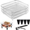 Vexaflow Griglia per Friggitrice ad Aria, 3 Pezzi, Impilabile in Acciaio Inossidabile, Cestello Multistrato per Frittura, Accessori per Friggitrice ad Aria con 4 Piedini in Silicone
