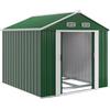 GARDEBRUK® Casetta per Attrezzi da Giardino XXXL in Metallo 8m² con Base 312x257x178cm Porta Scorrevole Capanno Verde con Tetto Prese d´Aria Capannone Rimessa da Esterno 15m³