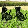 QBMYCN Pali decorativi da giardino in metallo per gatti, confezione da 2 statue a forma di gatto nero, per cortile, giardino, prato, decorazioni per esterni, regali per gli amanti dei gatti