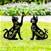 QBMYCN Pali decorativi da giardino in metallo per Gatto,confezione da 2 statue a forma di Gatto nero,per cortile,giardino,prato, decorazioni per esterni,regali per amanti dei Gatto