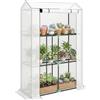 Outsunny serra con ripiani porta a rullo, serra invernale in pellicola d'acciaio, serra per balcone, giardino, casa per pomodori con protezione UV 100x40x150cm serra per ortaggi fiori piante bianco