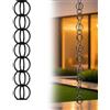 eryssgbf Catena per Esterni Antipioggia in Alluminio, Adattatore Grondaia con Funzione Drenaggio e Decorazione, per Fontana o Pluviale, Nero(2.6m)
