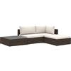 vidaXL Set Divani da Giardino 4 pz con Cuscini Foderati Lavabili Modulare Leggero Elegante Arredi da Esterno in Polyrattan Marrone Telaio in Acciaio