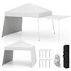 COSTWAY Gazebo Pieghevole 430 x 280 cm, Gazebo da Esterno con Pareti Laterali Convertibili in Tenda da Sole, 8 Picchetti, 4 Corde Antivento, Tendone Impermeabile per Feste (Bianco)