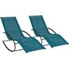 IDMarket - Set di 2 sedie a Dondolo da Giardino Malawi in Tela Grigio Antracite e Blu Anatra