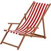 Erst-Holz Sedia a Sdraio a Righe Bianco-Rossa con braccioli in Faggio per Spiaggia-Piscina 10-314