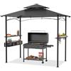 FIVMEN Gazebo per barbecue, 244 x 138 x 250 cm, gazebo da giardino con bancone da bar e tetto a doppio strato, per giardino, per feste, protezione UV