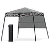 COSTWAY Gazebo Pieghevole da Giardino 210 x 210CM, Struttura in Acciaio, Altezza Regolabile, Gazebo da Esterno con Borsa, Ideale per Feste, Barbecue, Giardino e Spiaggia (grigio)