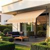 pro.tec Tenda da Sole a Muro con Pali di Supporto Telescopici Installazione Senza Fori Tettuccio Parasole a Manovella e Bracci Tela 200 x 120 cm (LxP) Giallo-Bianco