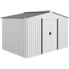 Outsunny Casetta da Giardino 5m² in Acciaio Zincato con kit Fondazione, Prese d'Aria, Capanno da Giardino con Tetto Inclinato, Doppia Porta Scorrevole Bloccabile, Capanno Porta Attrezzi, Bianco