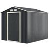 RELAX4LIFE Casetta da Giardino 213x255x195 cm (Base: 4,98 m²), Acciaio Zincato, 4 Prese d'Aria, Porta 96x162 cm, Tetto Inclinato, Porte Scorrevoli, Grigio