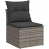 vidaXL Divano Giardino Senza Braccioli con Cuscini Grigio Polyrattan