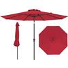 COSTWAY Ombrellone da Giardino 290 cm, con Inclinazione Regolabile, Ombrellone Esterno con 8 stecche Manovella, per Spiaggia Piscina Cortile (Rosso, 290 cm 8 Stecche)