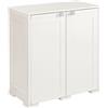MA MAISON Armadio Basso in Plastica da Esterno 79x43x85,5 cm, con 2 Ripiani - Mobile Contenitore Compatto Salvaspazio per Balcone, Terrazza e Organizzazione Casa (Panna)