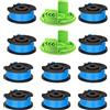 CDIYTOOL Greenworks G24LT - Bobina di filo per decespugliatore, lunghezza 4,9 m, diametro 1,65 mm, adatto per tosaerba Greenworks 24 V G24LT G24LTK2 G24LT30M G24LT30MK2 (10 bobine + 2 tappi)