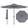 COSTWAY Ombrellone da Giardino 290 cm, con Inclinazione Regolabile, Ombrellone Esterno con 8 stecche Manovella, per Spiaggia Piscina Cortile (Grigio, 290 cm 8 Stecche)
