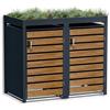 Metzler box pattumiere design antracite & effetto legno con tetto vegetale 2x240L, acciaio verniciato, chiusura sicura