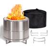 ZLXHFFH Braciere senza fumo, 28 cm, con piastra grill, braciere per esterni con cenere rimovibile e supporto