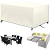 GYCQRS Coperture per Mobili da Giardino, Tessuto Oxford 420D Telo Mobili Giardin, Impermeabile, Antivento, Anti-UV, Copertura per Tavolo Esterno, Coperture per Tavoli Rettangolare (300x160x90cm) - Beige