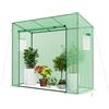 GYMAX Serra da Giardino, Serra Portatile Mini Esterna con Copertura in PE, 4 Corde Antivento e Picchetti da Terra, Porta a Cerniera con Avvolgimento, 200 x 77 x 169 cm (Verde-1)