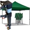 MADELUX Gazebo certificato IGNIFUGO pieghevole acciaio portatile estendibile richiudibile estensibile per fiere eventi stand chiosco tenda tendone mercato mercatino (laterali esclusi) (Verde, 3x3m)