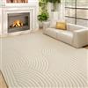 HOMCOM Tappeto Soggiorno 160 x 120 cm, Tappeto a pelo spesso geometrico, morbido e antiscivolo, stile moderno, per soggiorno, camera da letto, ufficio, crema