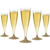 WOOPARTY Set 24 Flute Oro in Plastica - 200 ml | Calici da Spumante Riutilizzabili - Eleganti e Resistenti | Ideali per Festa, Matrimonio, Brindisi, Aperitivo, Eventi - 6,5x17,5 cm
