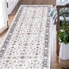 TOPICK Area Tappeto per soggiorno vintage con motivi floreali antiscivolo pieghevole sottile lavabile runner pavimentazione per interni ufficio camera da letto cucina 60x180cm marrone