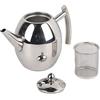 Fyearfly Teiera in acciaio inossidabile con infusore, teiera da 1 litro/1,5 litri, buona teiera argentata con filtro filtro rimovibile per tè sfuso per casa, hotel, ristorante (1 L)