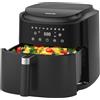 Dewelling Friggitrice ad aria calda XXL, 9 l, 2350 W, per cottura rapida, 9 programmi, display LED e funzione di mantenimento del calore, interno in metallo, moderna friggitrice ad aria per pasti in