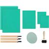 Hitopin Linoleum Incisione,5PCS Blocchi per Intaglio del Timbro di Gomma,Piastra in Gomma Morbida,Stampa Linoleum, con 1 rullo, 1 Ma Lian,3 utensili da intaglio,per la Realizzazione (2A4+A5+2A6)