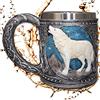 mtb more energy Boccale ''Guardiano del Nord'' - Lupo bianco sotto cielo stellato - 350ml - Altezza 10 cm- Decorazione medievale Fantasy