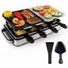 TK Gruppe Timo Klingler Set raclette per 8 persone con piastra in pietra calda con padella e raschietto - antiruggine e regolabile (rettangolare)