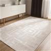 benuta Basic Tappeto salotto Claire - Crema 140x200 cm - Salotto Minimalista stile retrò geometrico - Manutenzione semplice - Compatibile con pavimento riscaldato