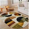 Generic Tappeto ovale per ingresso, corridoio, soggiorno, morbido, antiscivolo, a pelo corto, lavabile in lavatrice, tappeto moderno geometrico multicolore arancione e verde, 150 x 200 cm