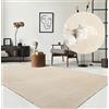 the carpet Relax Tappeto moderno a pelo corto, soggiorno, fondo antiscivolo, lavabile fino a 30 gradi, morbidissimo, aspetto pelliccia, Beige, 140 x 200 cm
