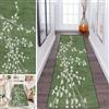 LUMIPAP Tappeto a passatoia per cucina e corridoio, antiscivolo, lavabile, per corridoio, lavanderia, 40 x 250 cm, motivo cuore verde, ramoscelli e foglie